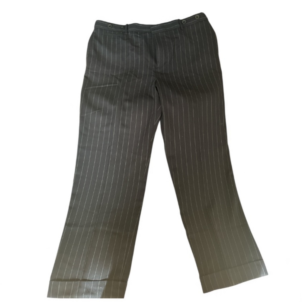 Polo by Ralph Lauren Women’s Wool pinstripe cuffed Pants Black Size 14 #00035